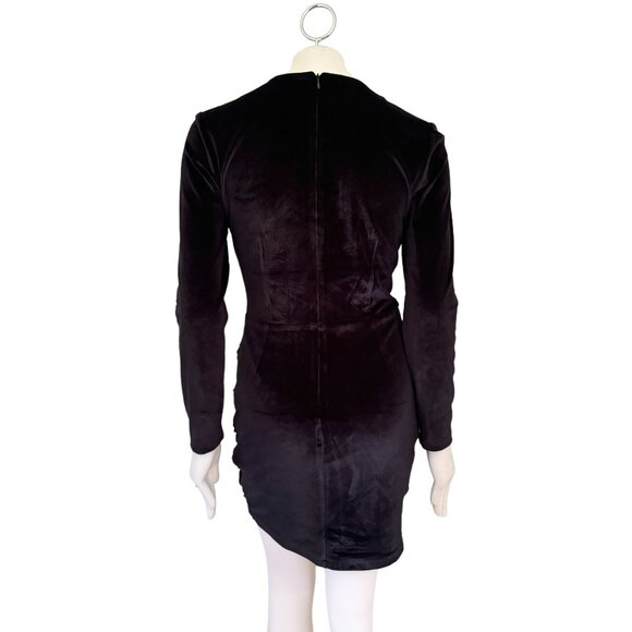 ALEXIA ADMOR Juliana Velvet Ruched Drape Mini Dress in Black SZ L - Picture 10 of 15